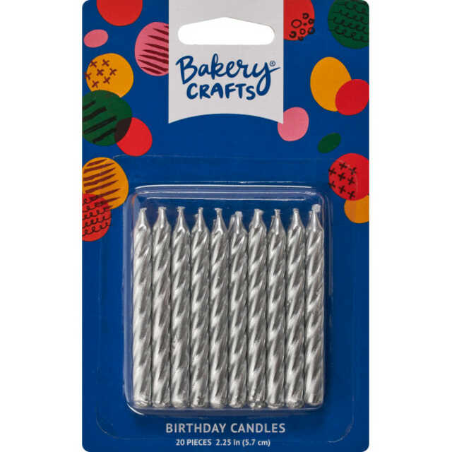 Spiral Silver Candles (20 Count)