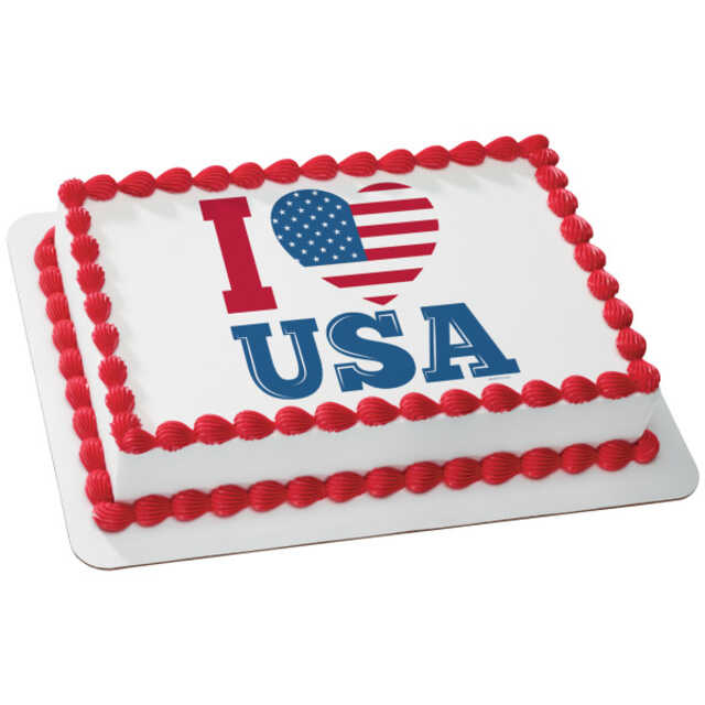 Celebrate America I Love USA PhotoCake® Edible Image®