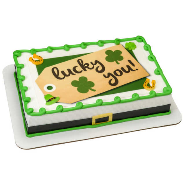 Happy St Patrick's Day - Lucky You Tag PhotoCake® Image