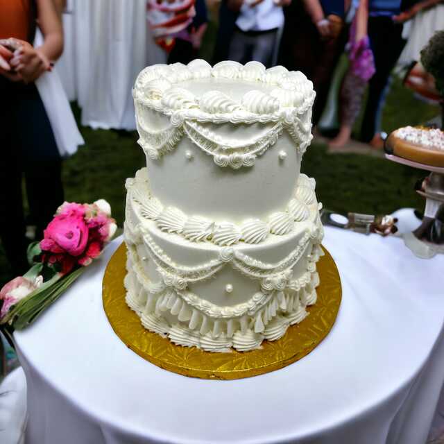 2 Tier Elegant Scroll Design  Wedding or Anniversary Cake