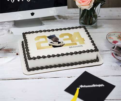 Gold 2024 Graduate PhotoCake® Edible Image® Frame