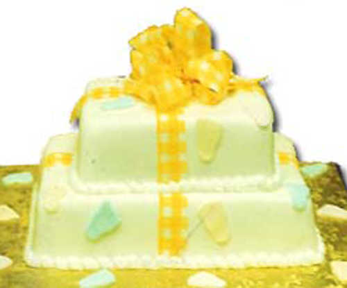 Two Tier Fondant Presents with Baby Feet