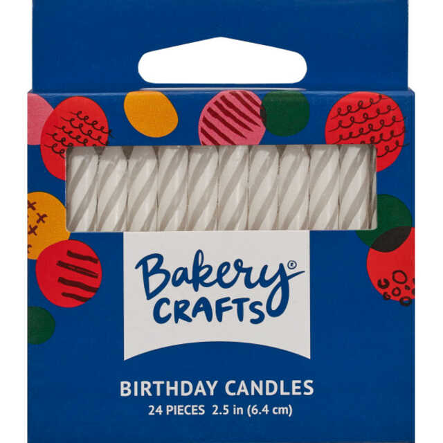 White Spiral Stripe Candles (24 Count)