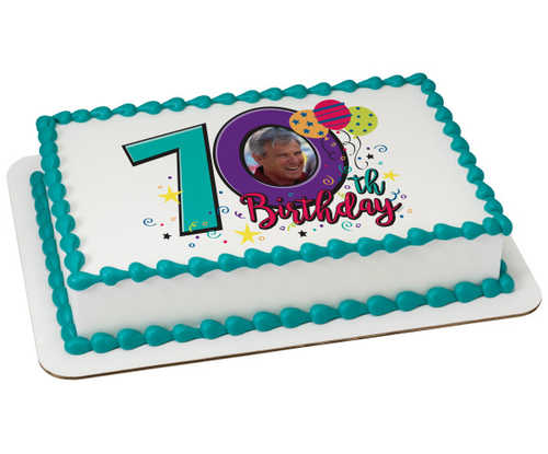Happy 70th Birthday PhotoCake® Edible Image® Frame