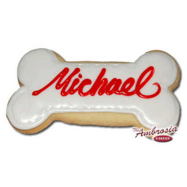 Decorated Dog Bone Cut-Out Cookie