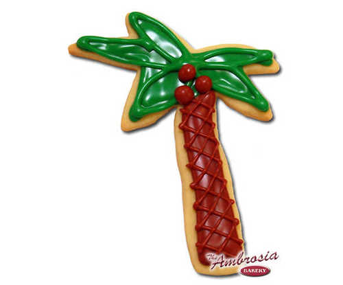 Decorated Palm Tree Cut-Out Cookie