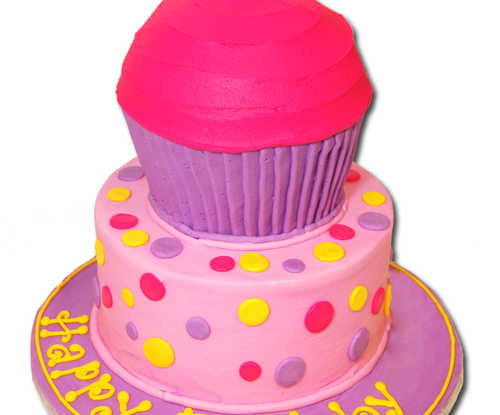 GIANT Cupcake Cake on Double Layer Cake