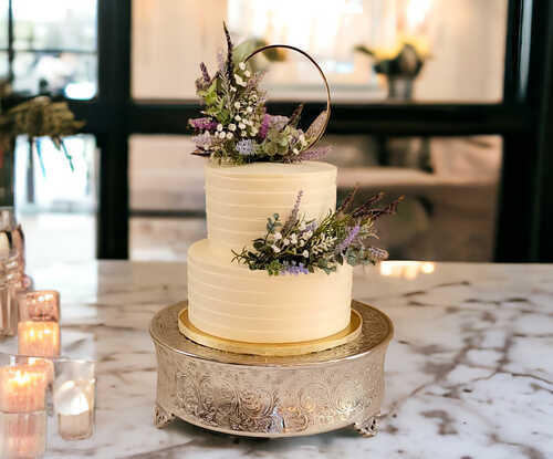 Pleated 2 Tier Wedding / Anniversary Cake