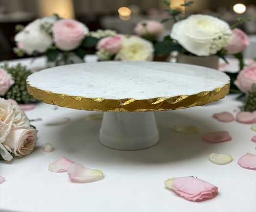 Marble Cake Stand with Gold Edge – 12” Elegant Cake Display Stand | Baton Rouge Bakery Essentials