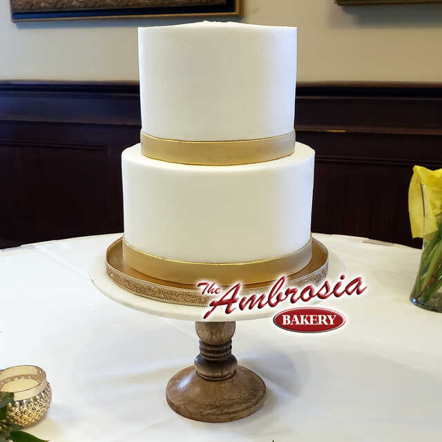 Golden Band 2 Tier Wedding / Anniversary Cake