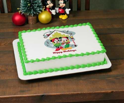 Disney - Mickey Mouse and Minnie Mouse Happy Holidays PhotoCake® Edible Image®