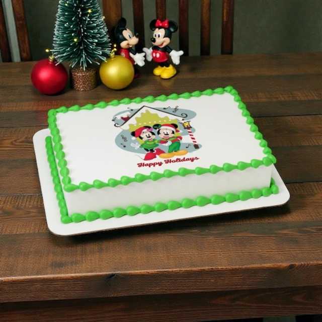 Disney - Mickey Mouse and Minnie Mouse Happy Holidays PhotoCake® Edible Image®