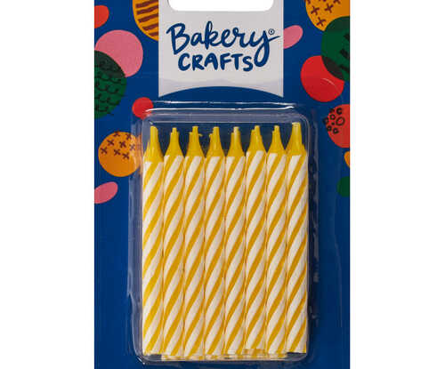 Yellow Candy Stripe Candles (24 Count)