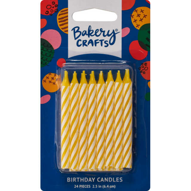 Yellow Candy Stripe Candles (24 Count)