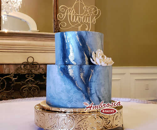 Painted Geode 2 Tier Wedding / Anniversary Cake with Gold or Silver