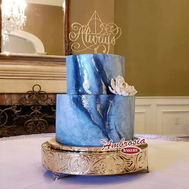 Painted Geode 2 Tier Wedding / Anniversary Cake with Gold or Silver
