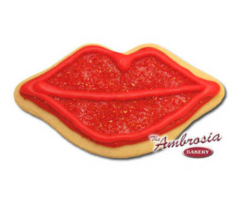 Decorated Hot Lips Cut-Out Cookie