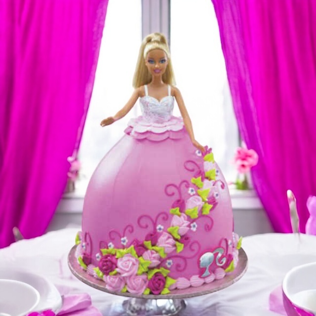 Barbie Doll Roses Cake