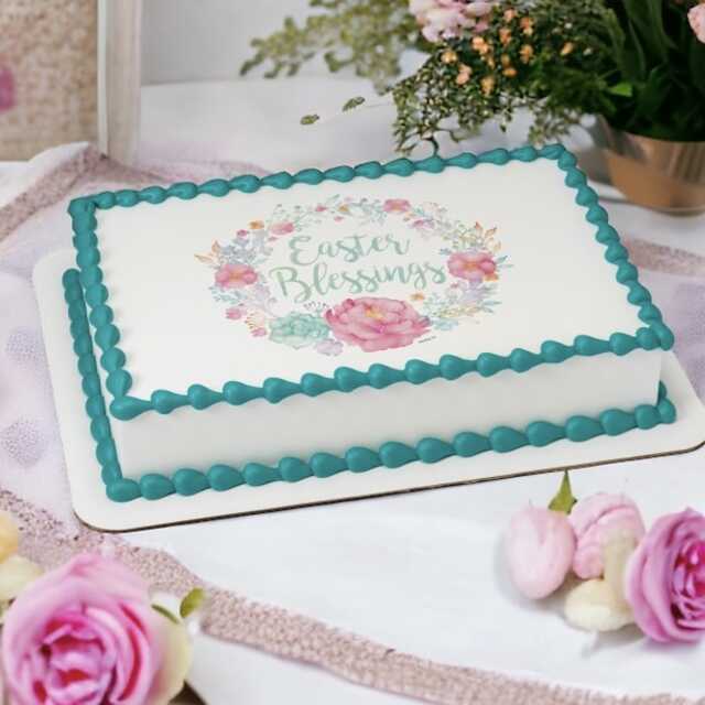 Floral Easter Blessings PhotoCake® Edible Image®