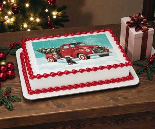 Classic Red Truck with Tree PhotoCake® Edible Image®