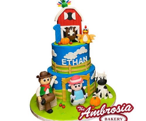 Down on the Farm 1st Birthday Cake!