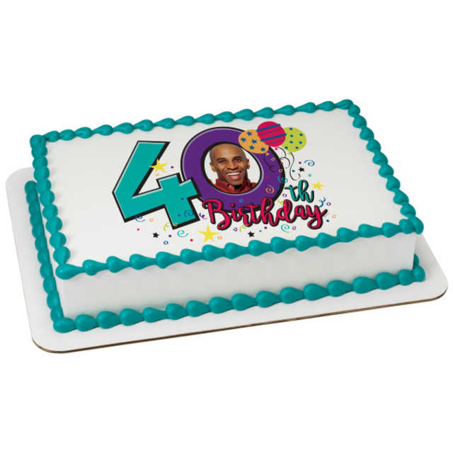 Happy 40th Birthday PhotoCake® Edible Image® Frame