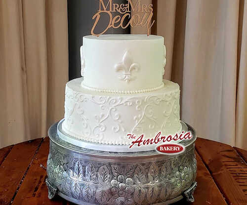 Fleur di lis 2 Tier Wedding / Anniversary Cake