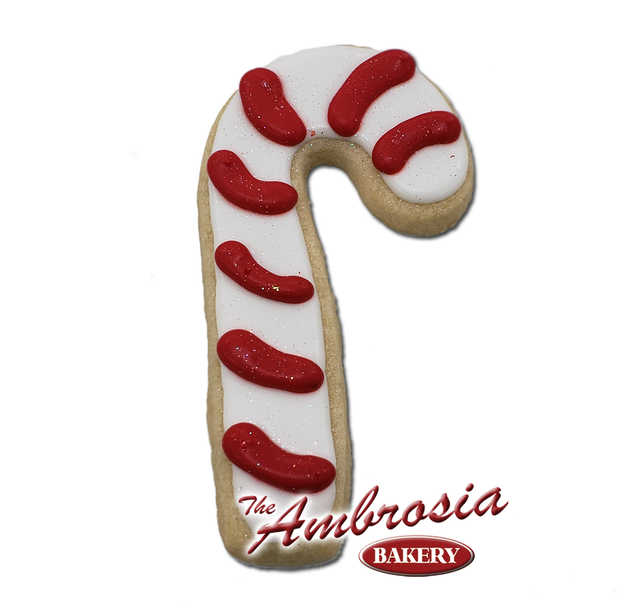 Decorated Candy Cane Cut-Out Cookie