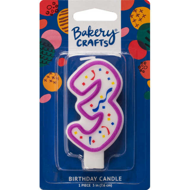 "3" Party Purple Numeral Candles