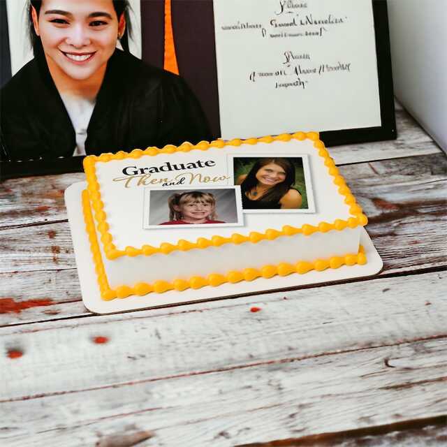 Then and Now Graduation PhotoCake® Edible Image® Frame