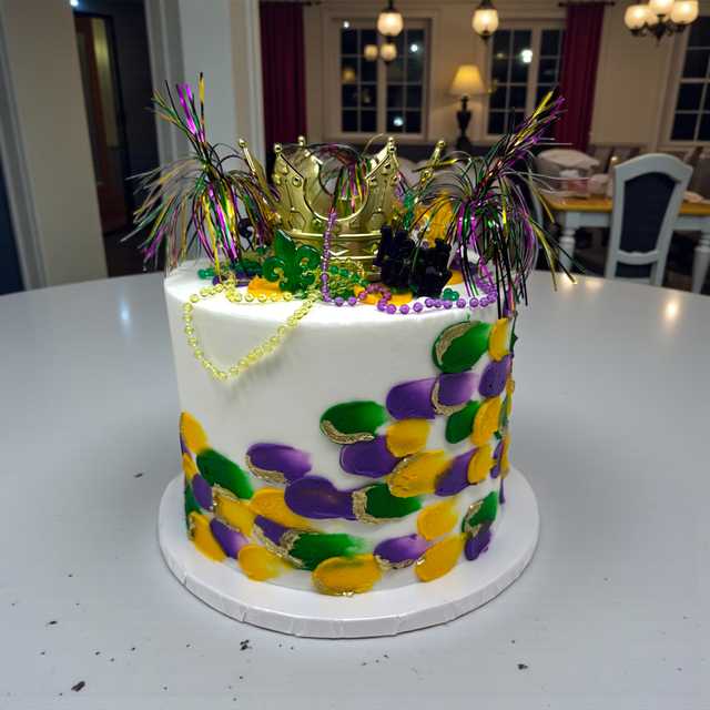 Mardi Gras Triple Layer Cake with Crown!