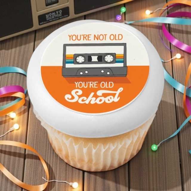 Old School Birthday PhotoCake® Edible Image® Cupcakes (12 Cupcakes)