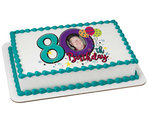 Happy 80th Birthday PhotoCake® Edible Image® Frame