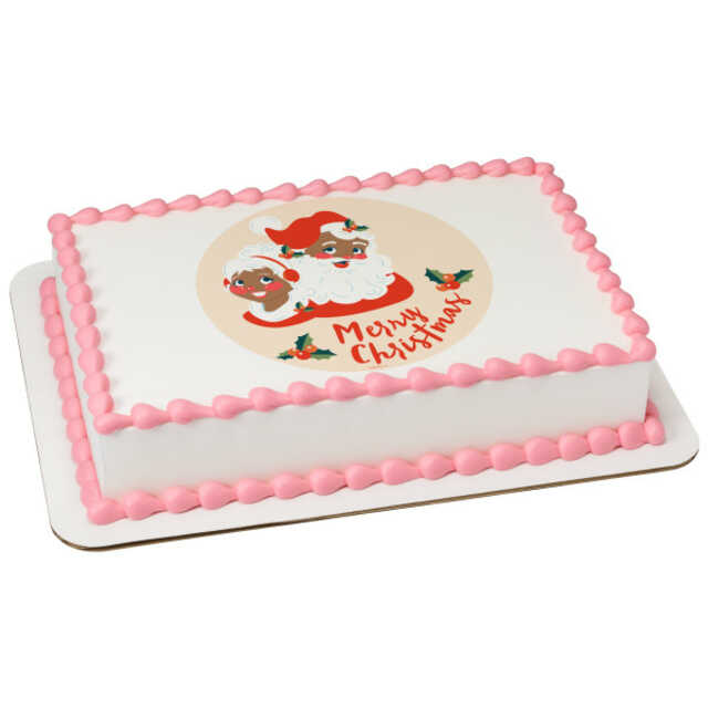 Merry Christmas Jolly PhotoCake® Edible Image® (African American)