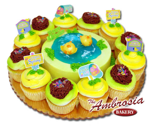 Easter Chicks with 6 Inch cake & Dozen Cupcakes