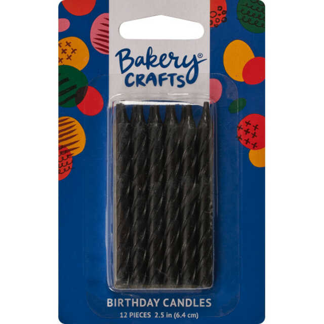 Black Smooth & Spiral Candles (12 Count)