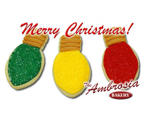 Decorated Christmas Light Cut-Out Cookies (set of 3)