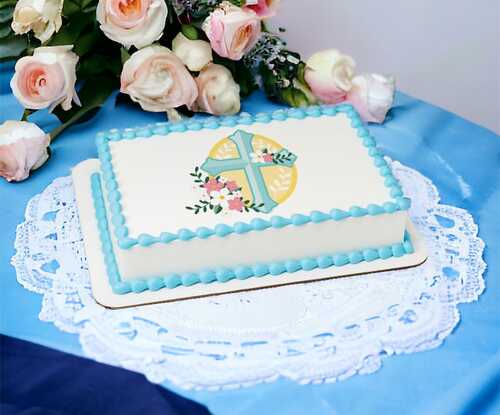 Cross with Flowers PhotoCake® Edible Image®