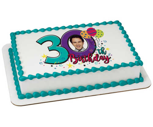 Happy 30th Birthday PhotoCake® Edible Image® Frame