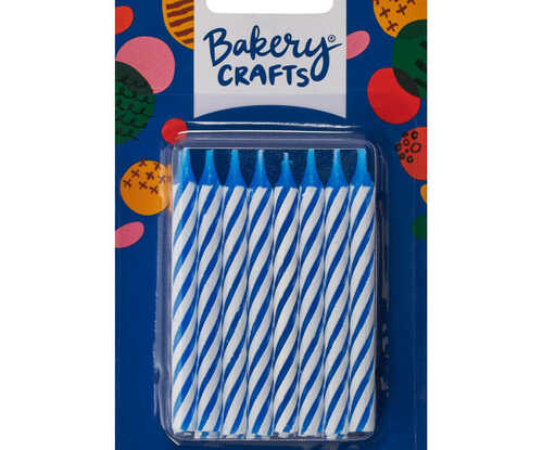 Blue Candy Stripe Candles (24 Count)
