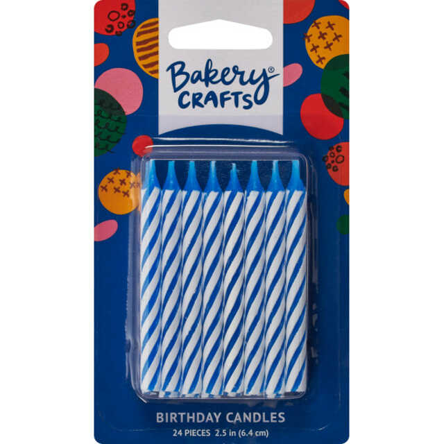 Blue Candy Stripe Candles (24 Count)