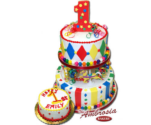 Festive 2-Tiered 1st Birthday Cake