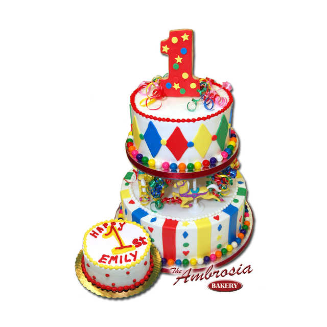 Festive 2-Tiered 1st Birthday Cake