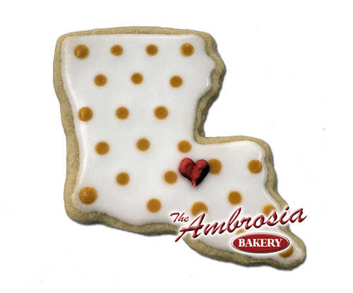Decorated Heart of Louisiana Cut-Out Cookie
