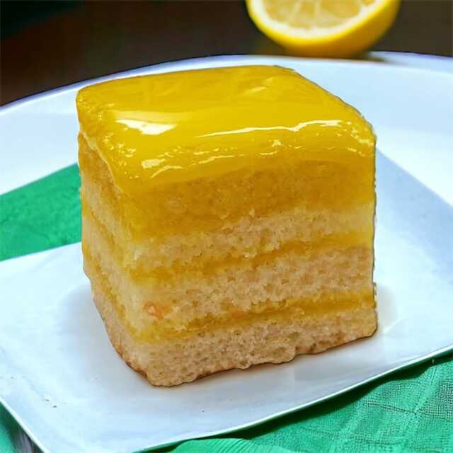 Lemon Doberge Cake Squares - White Almond Cake - Dozen