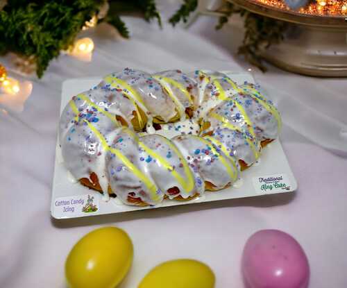 Easter King Cake with Cotton Candy Icing!