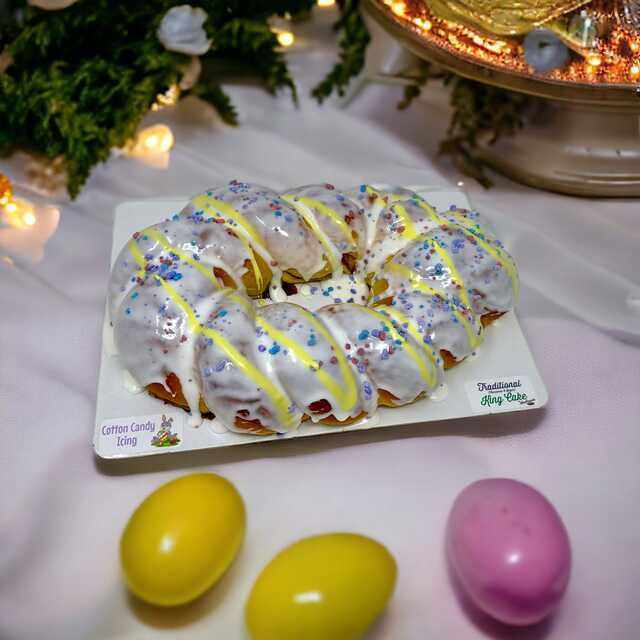Easter King Cake with Cotton Candy Icing!