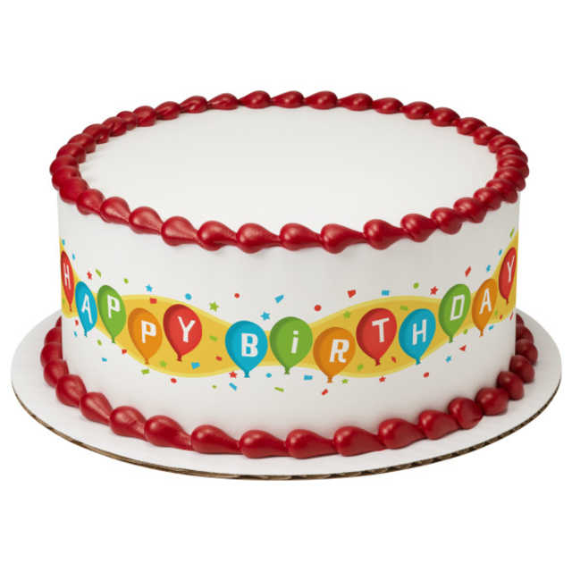 Happy Birthday Balloons PhotoCake® Edible Image® Strips