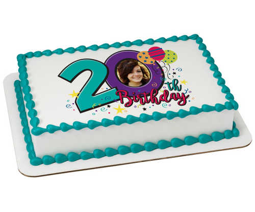Happy 20th Birthday PhotoCake® Edible Image® Frame