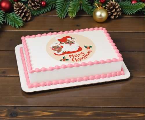 Merry Christmas Jolly PhotoCake® Edible Image® (African American)